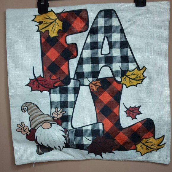 NEW Set of 4 Fall/Autumn Pillowcovers - gnomes/orange buffalo plaid **SO CUTE** - Picture 7 of 10